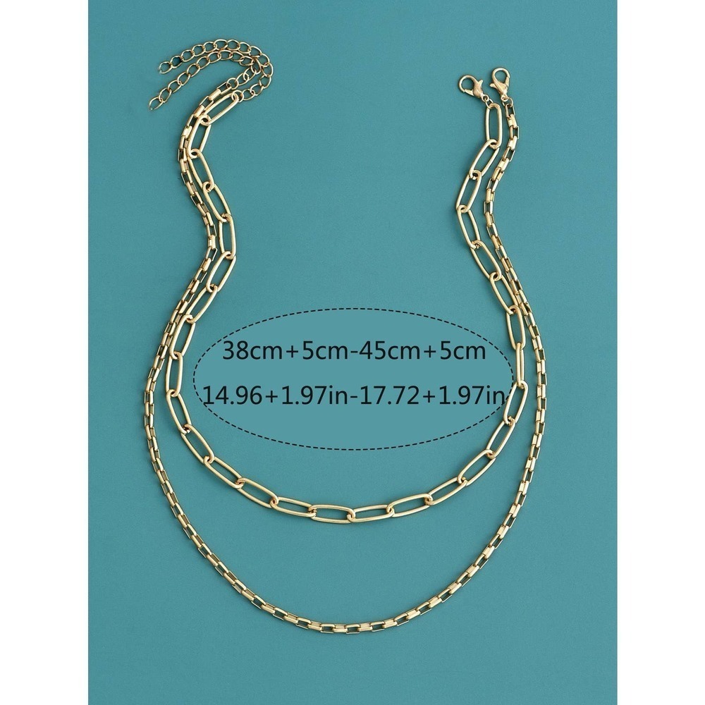 2pcs Minimalist Chain Necklace set gold - Picture 5 of 11